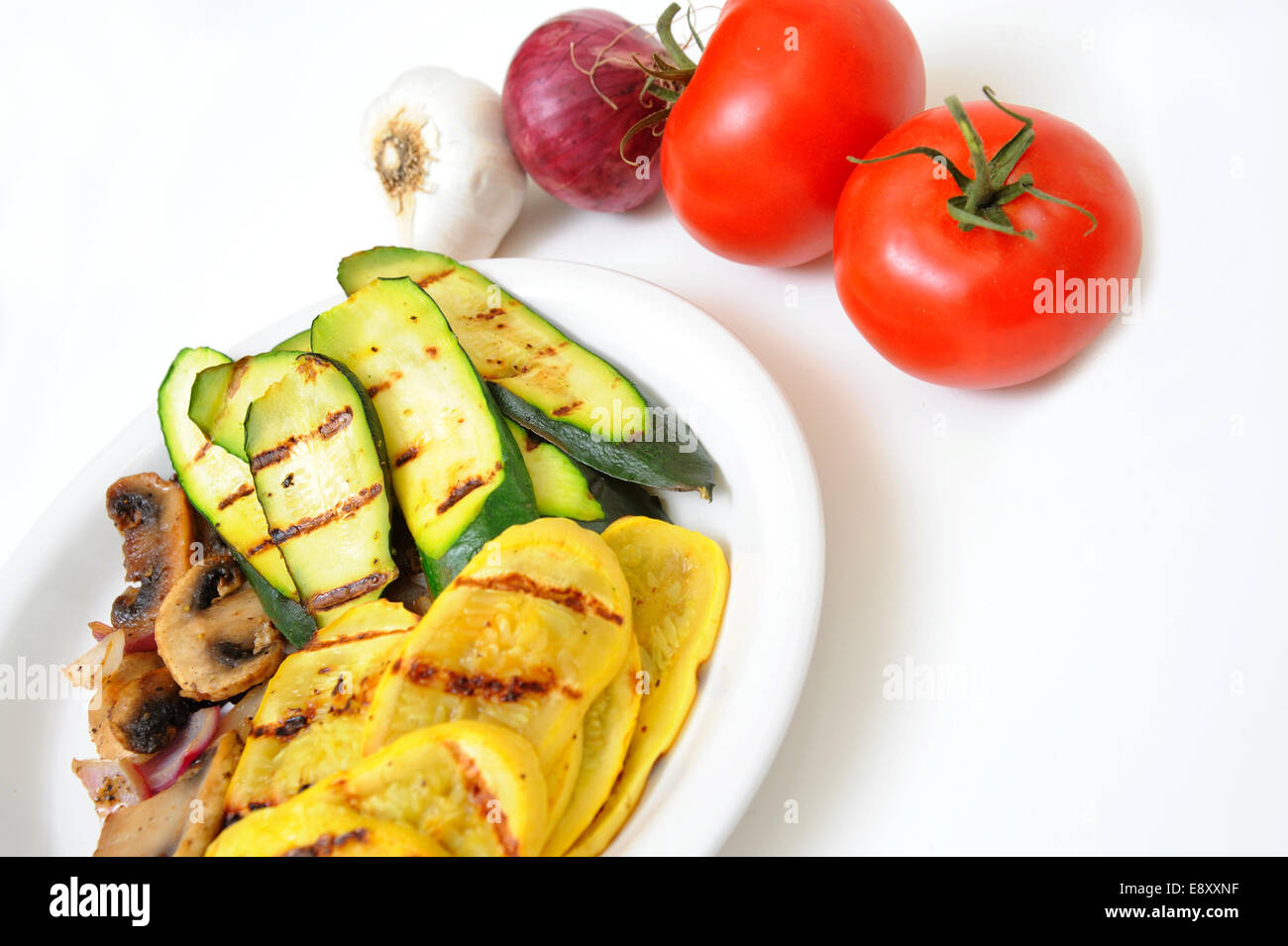 Grilled Squash And Mushrooms Stock Photo