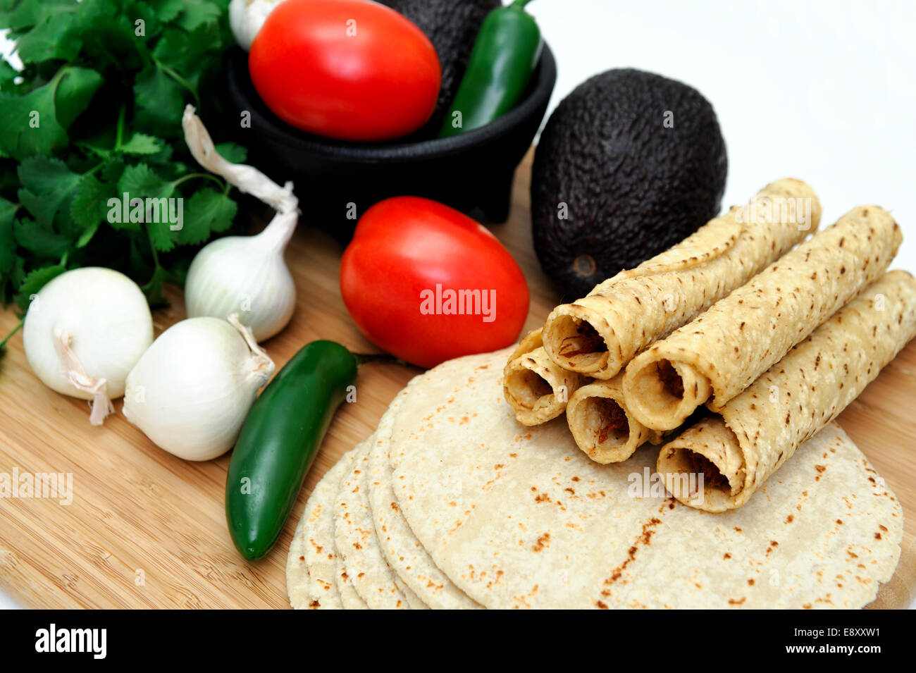 Taquitos And Vegetables Stock Photo