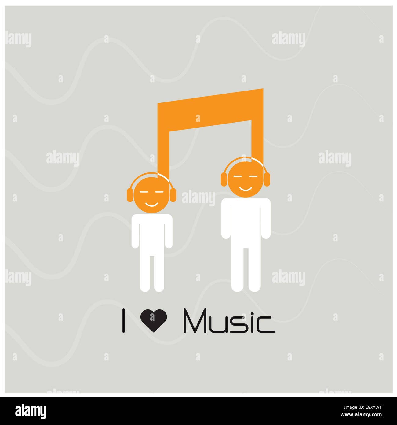 Creative music note sign icon and silhouette people symbol . Musical symbol. Stock Photo