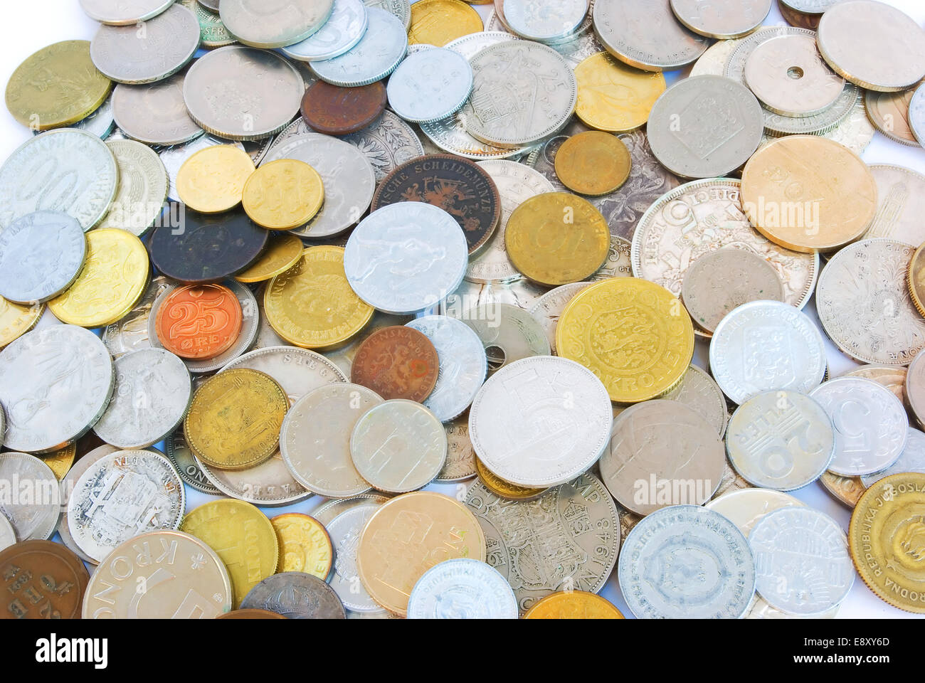 Old european coins background Stock Photo