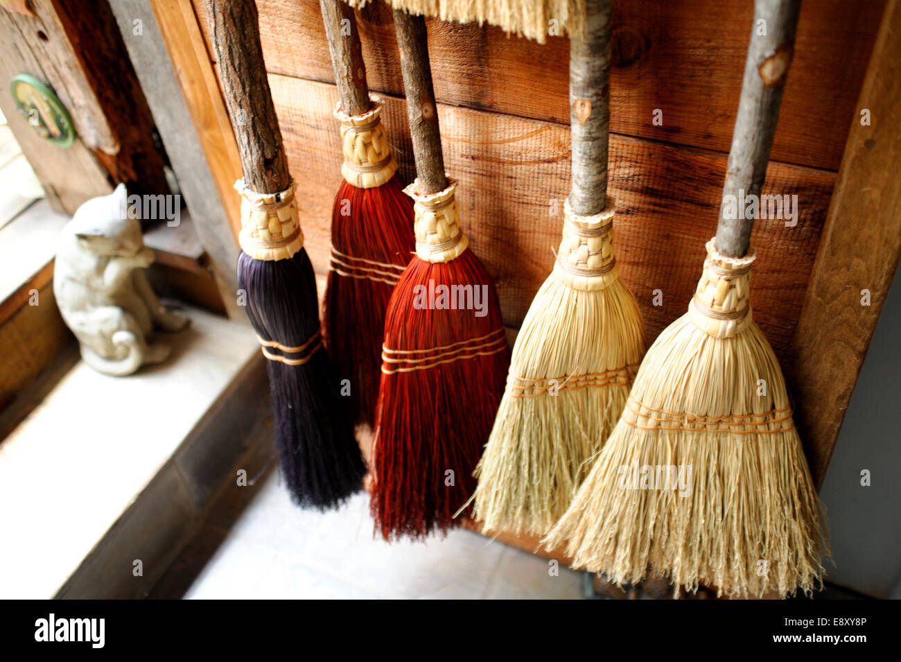 Handmade Brooms Stock Photo