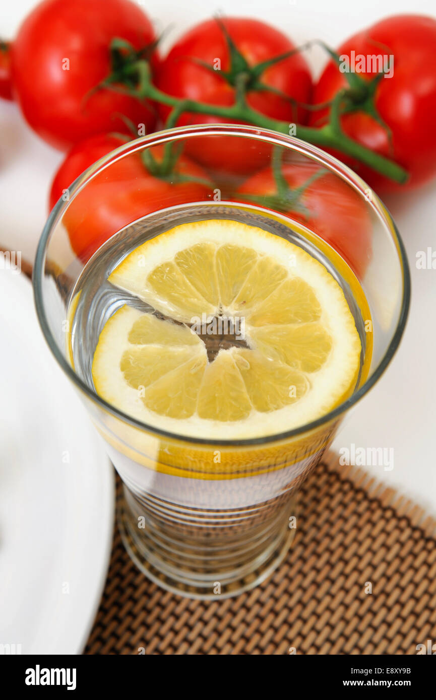 Glass Of Lemon Water Stock Photo