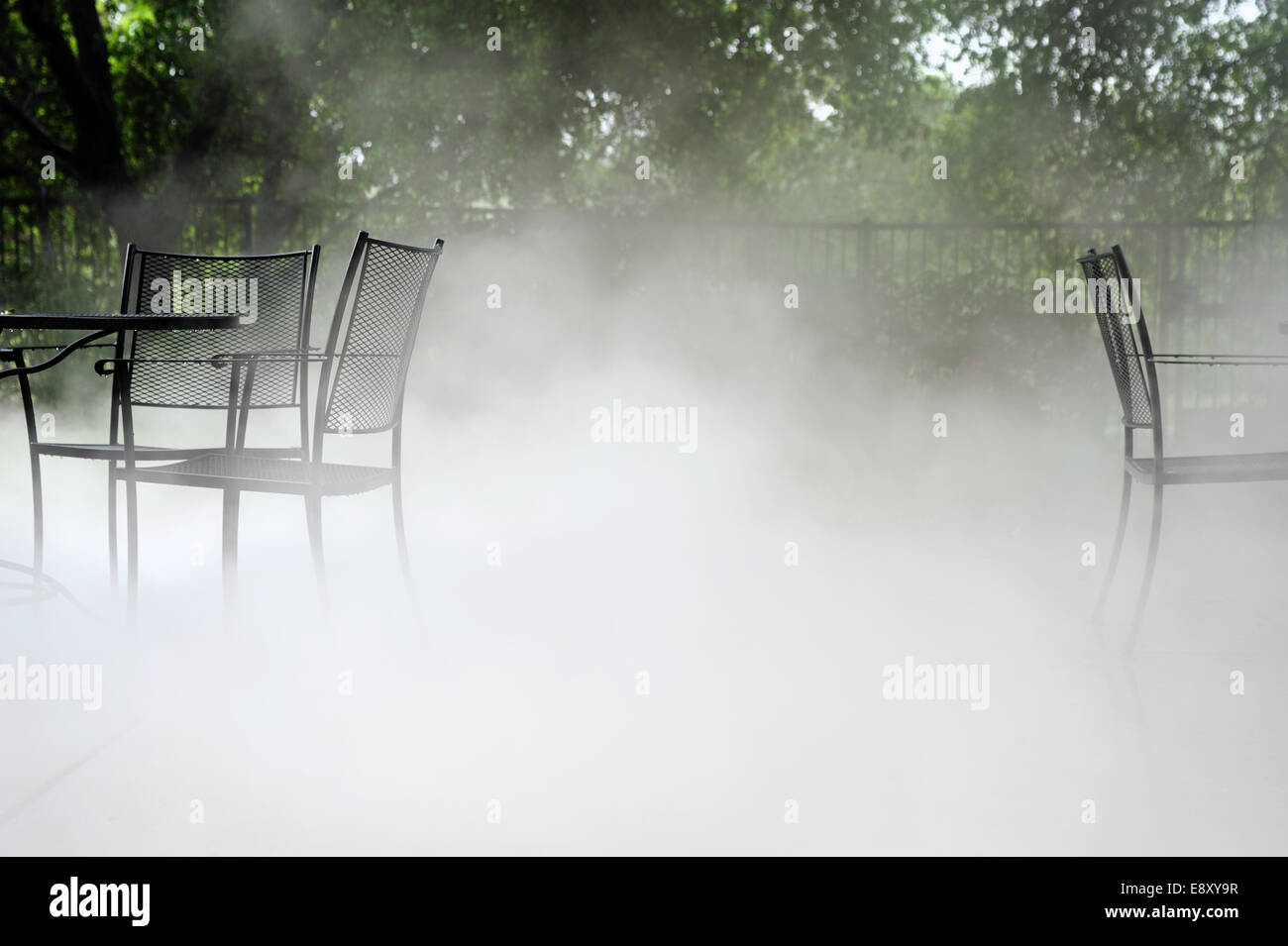 Chairs In The Fog Stock Photo
