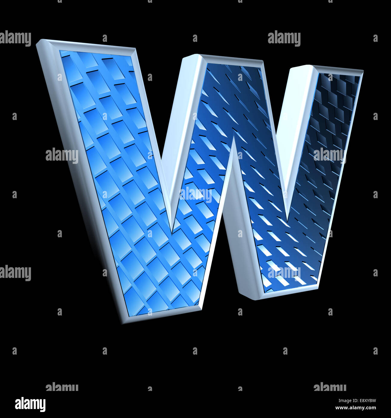 abstract 3d letter with blue pattern texture - W Stock Photo - Alamy
