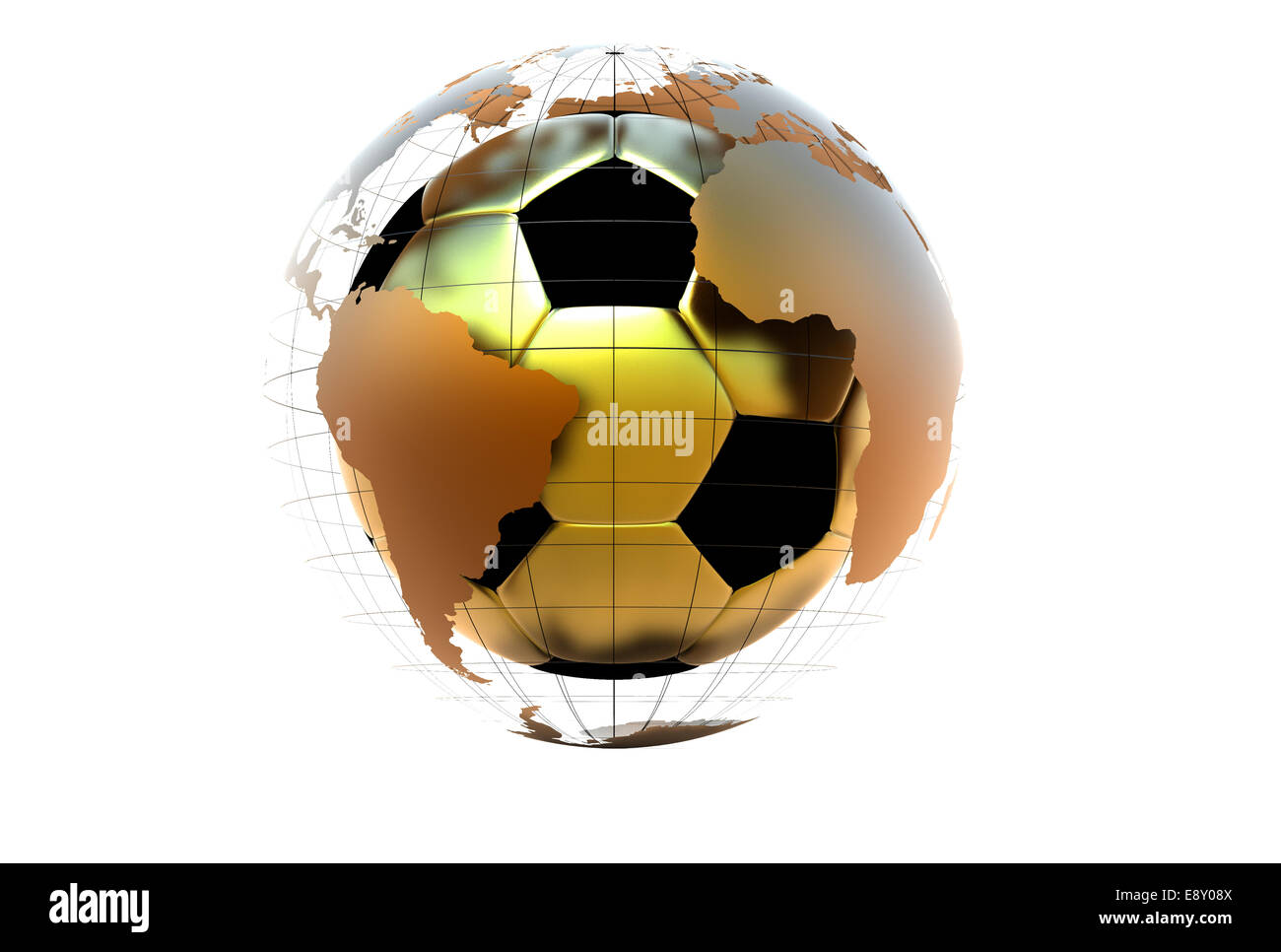 3d golen soccer ball with continents Stock Photo