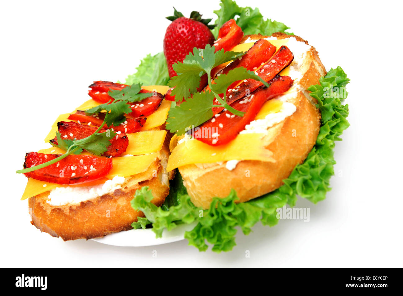 Cheese And Red Pepper Sandwich Stock Photo