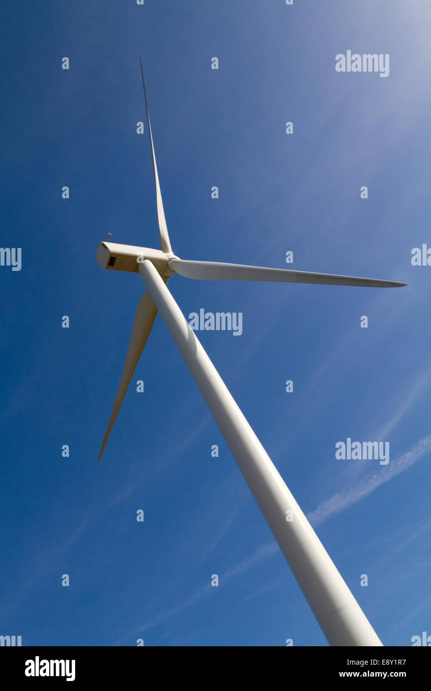 Wind turbine on clear blue sky Stock Photo - Alamy