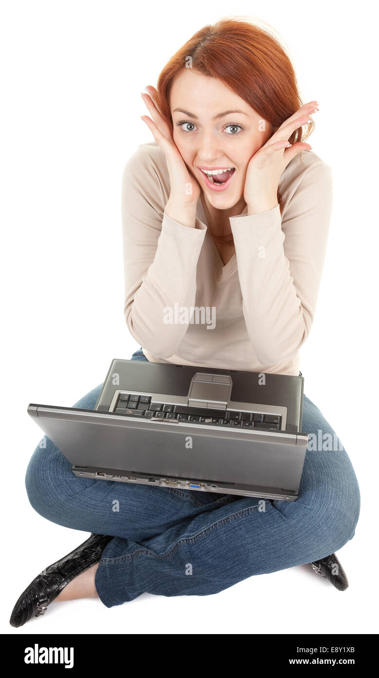 trendy girl with computer Stock Photo - Alamy