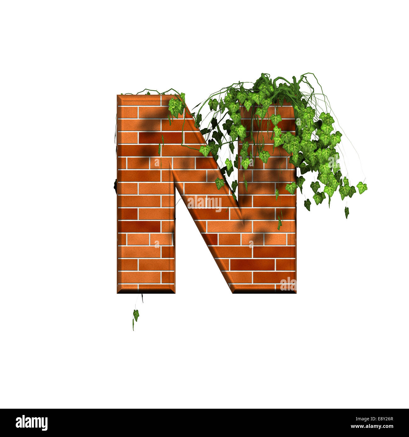 3d letter with brick texture N Stock Photo Alamy