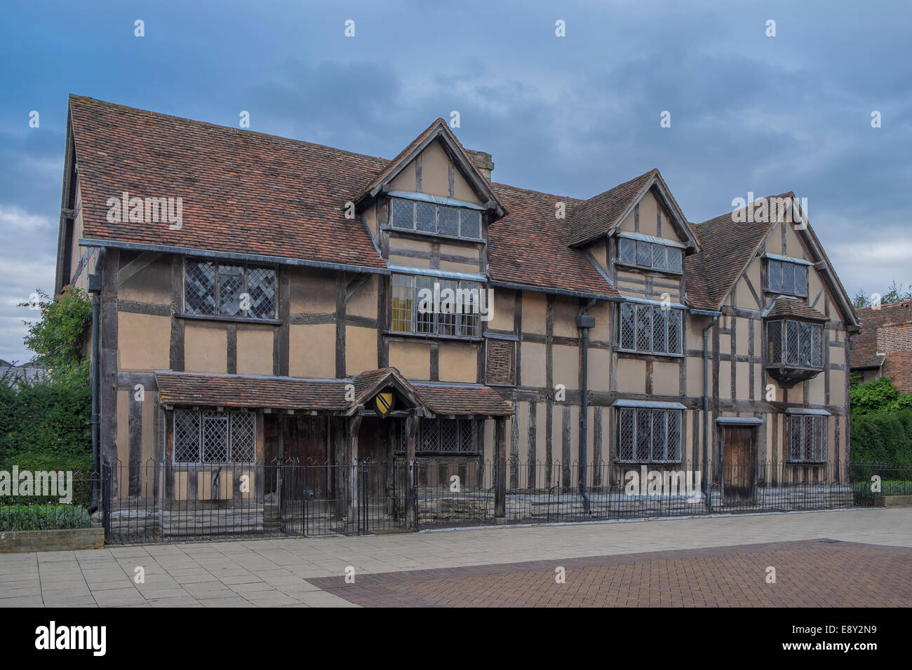 The front of the house where William Shakespeare, a.k.a. the Bard, was born in Stratford upon Avon, UK. Stock Photo