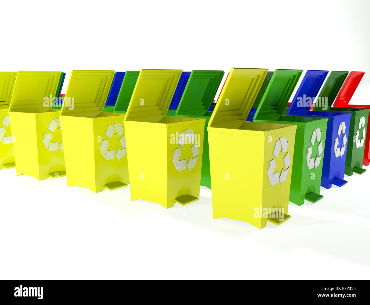 Red yellow blue recycling bins hires stock photography and images Alamy