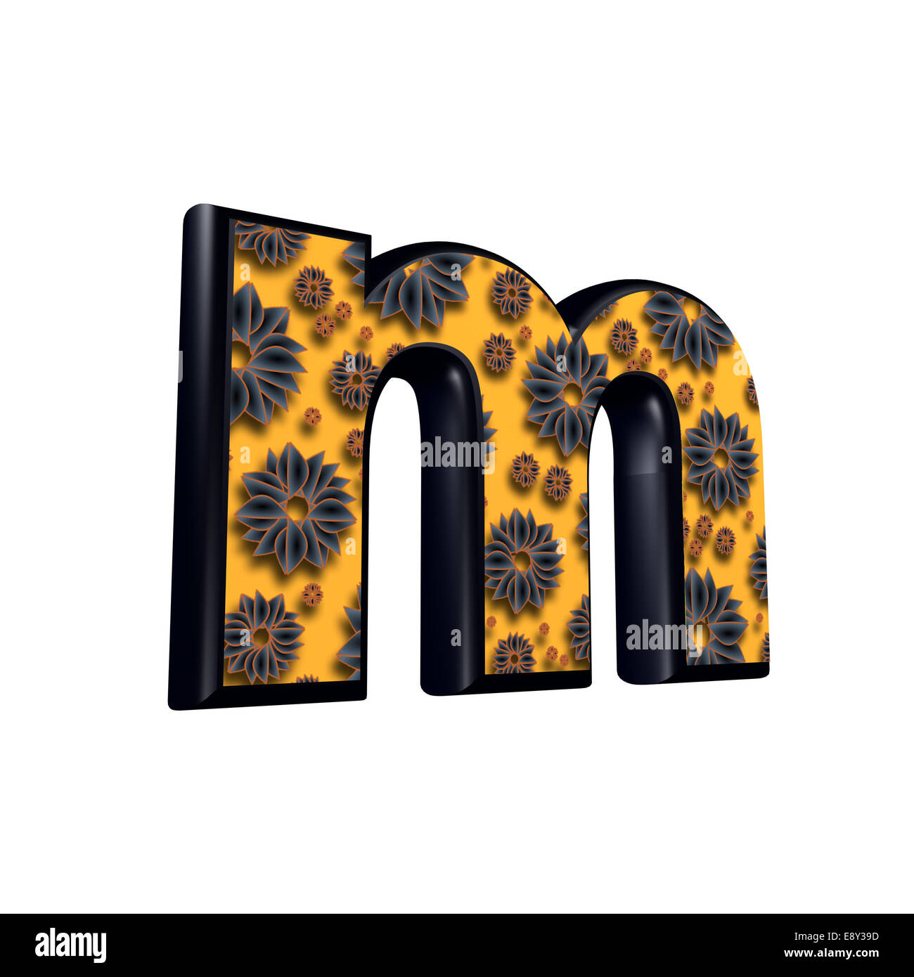 3d letter with floral design - m Stock Photo