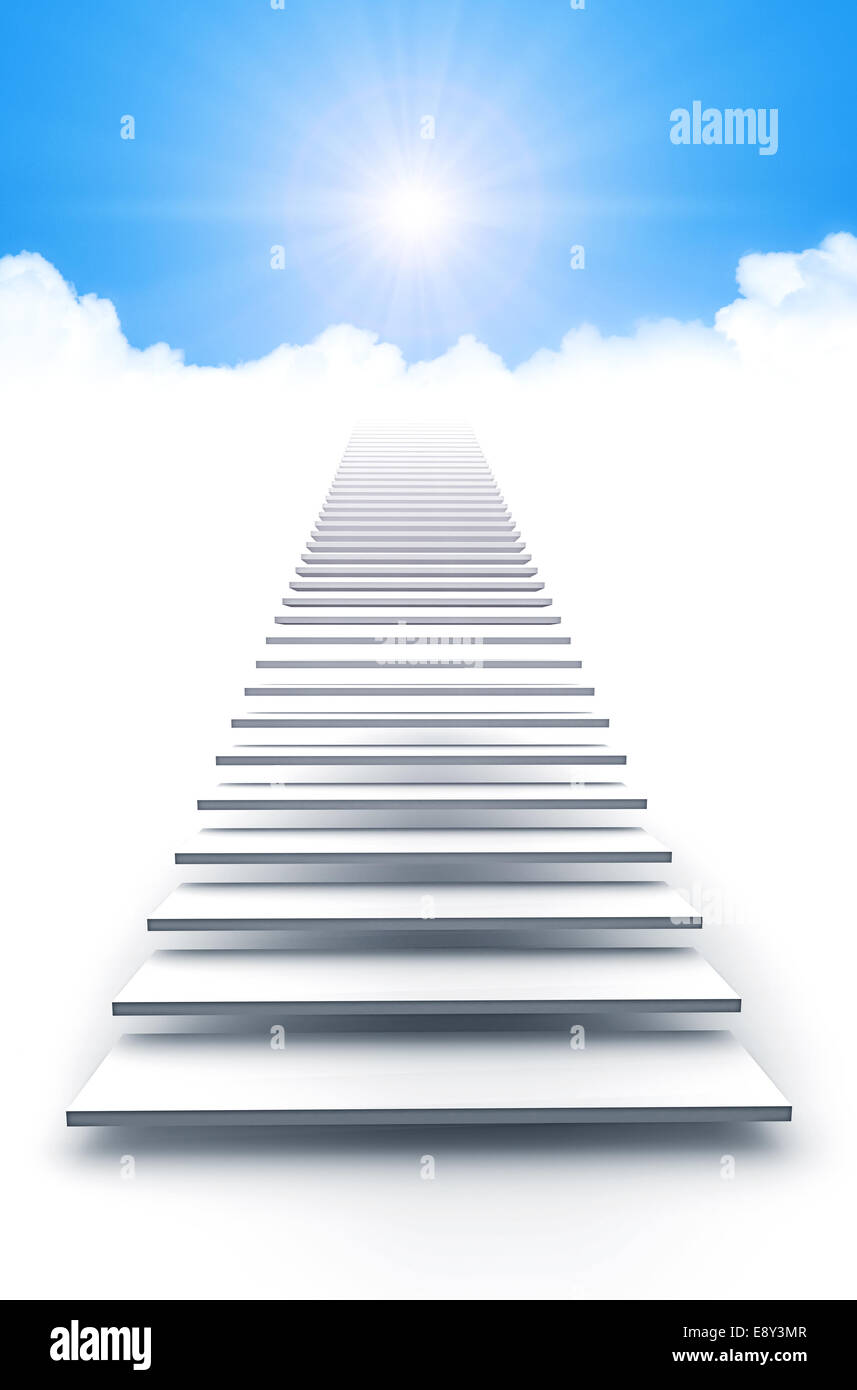 3D stairway to heaven concept Stock Photo - Alamy