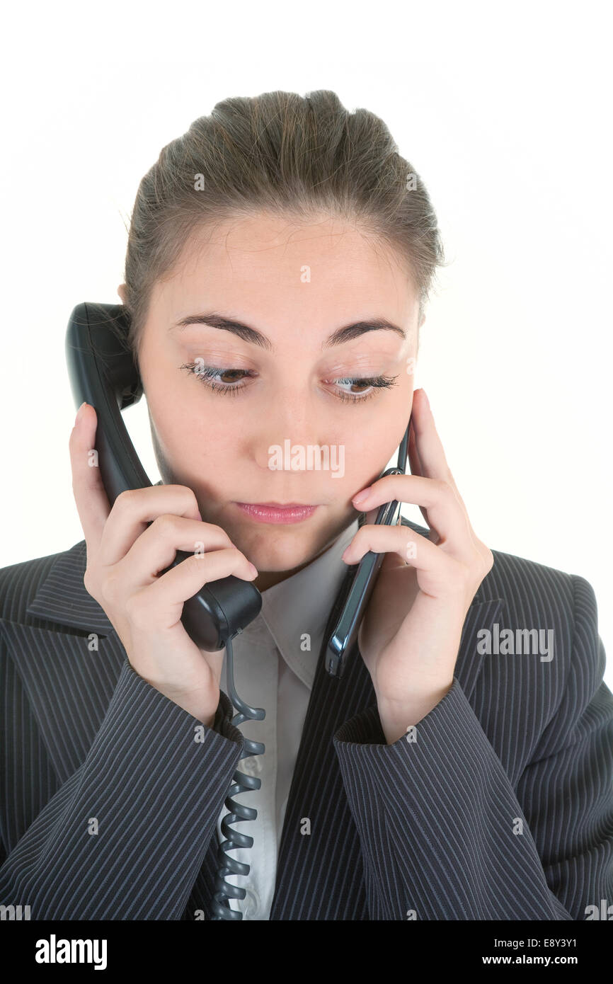 emotional woman with a telephone Stock Photo - Alamy