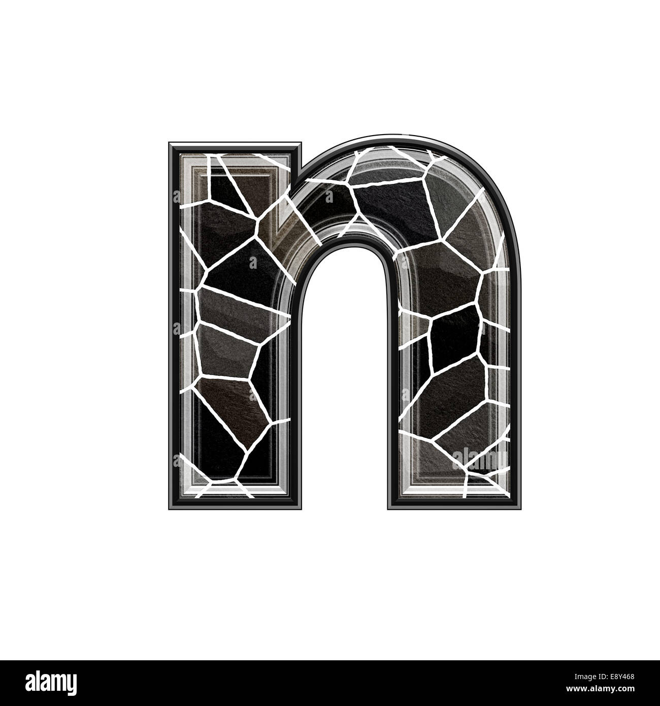 Abstract 3d letter with stone wall texture - N Stock Photo