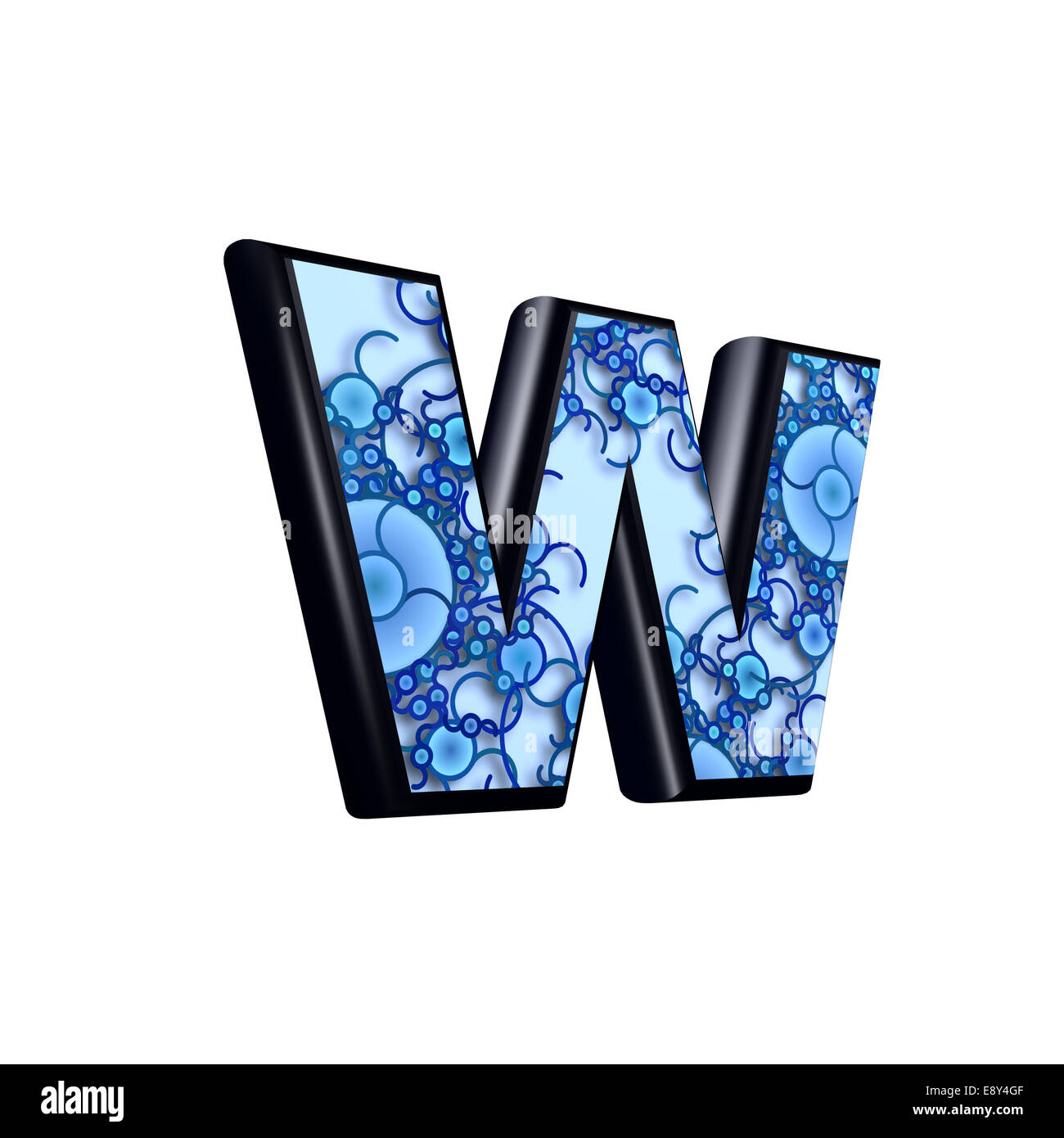 3d letter with decorative blue texture - w Stock Photo - Alamy
