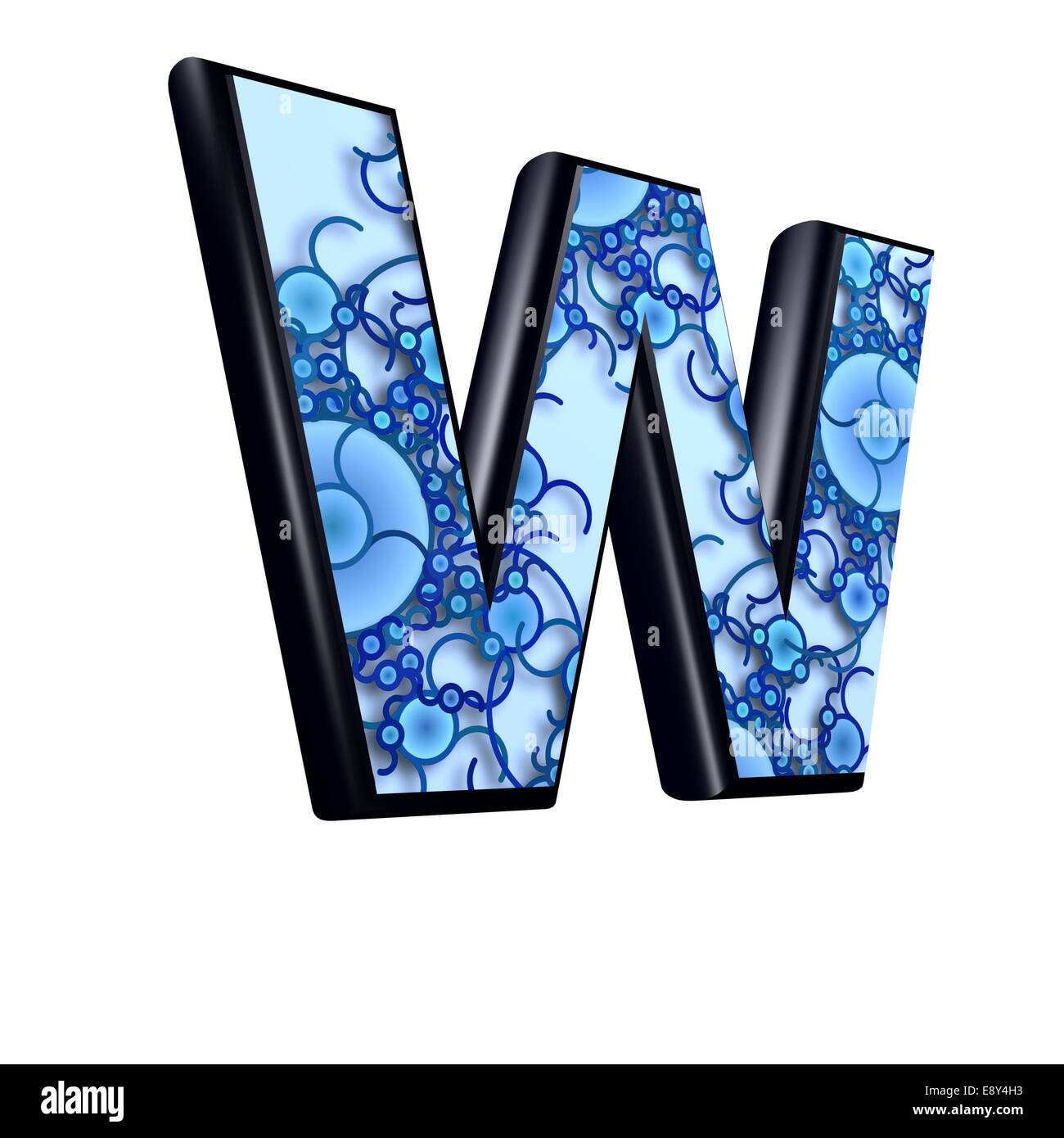 3d letter with decorative blue texture - w Stock Photo - Alamy