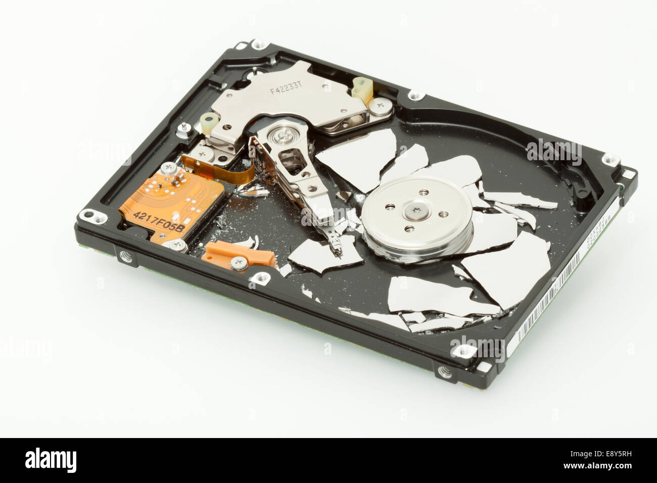 Broken hard drive disk. Macro, focused on magnetic head Stock Photo - Alamy