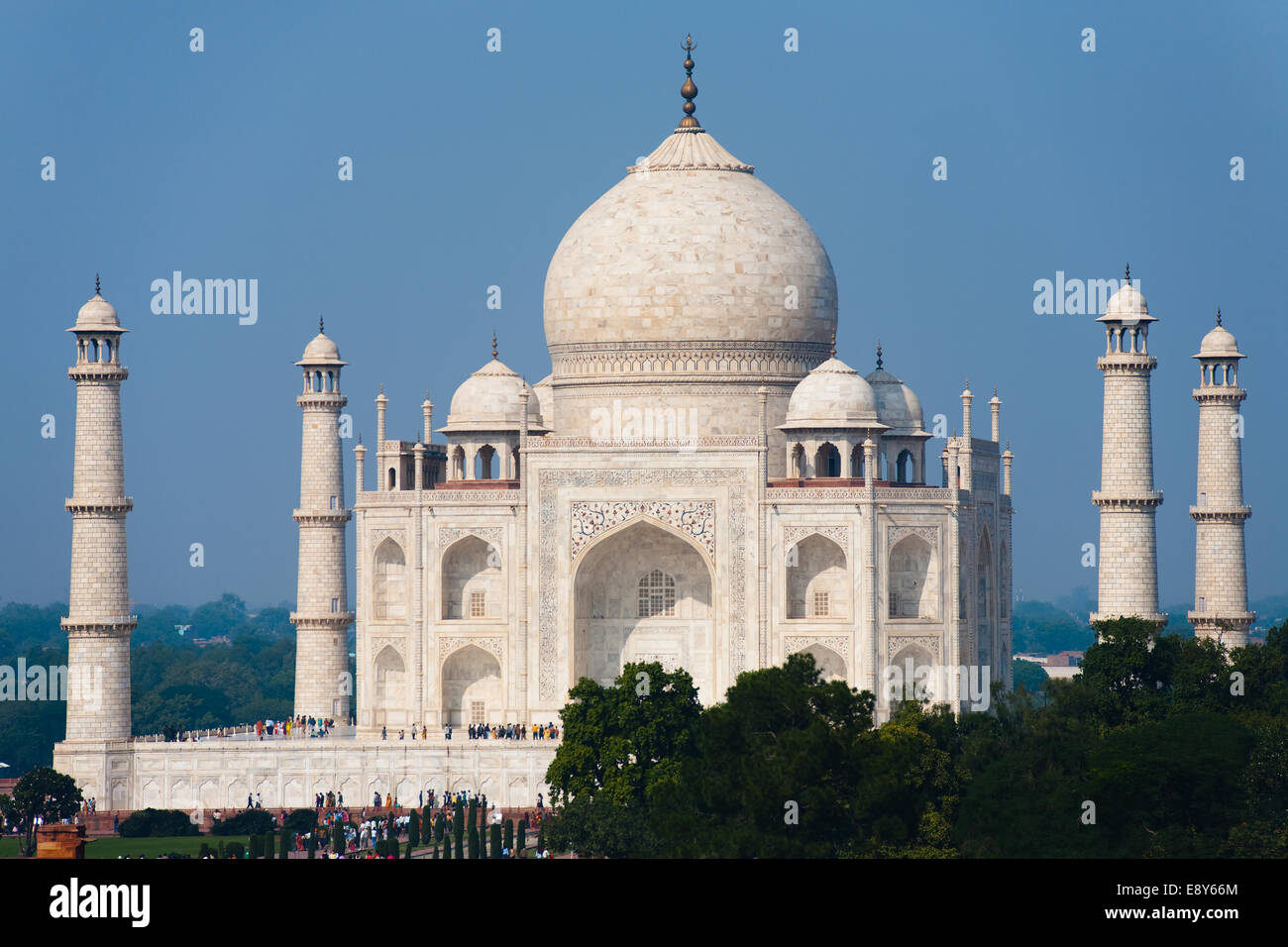 Daytime Taj Mahal at Distance Stock Photo