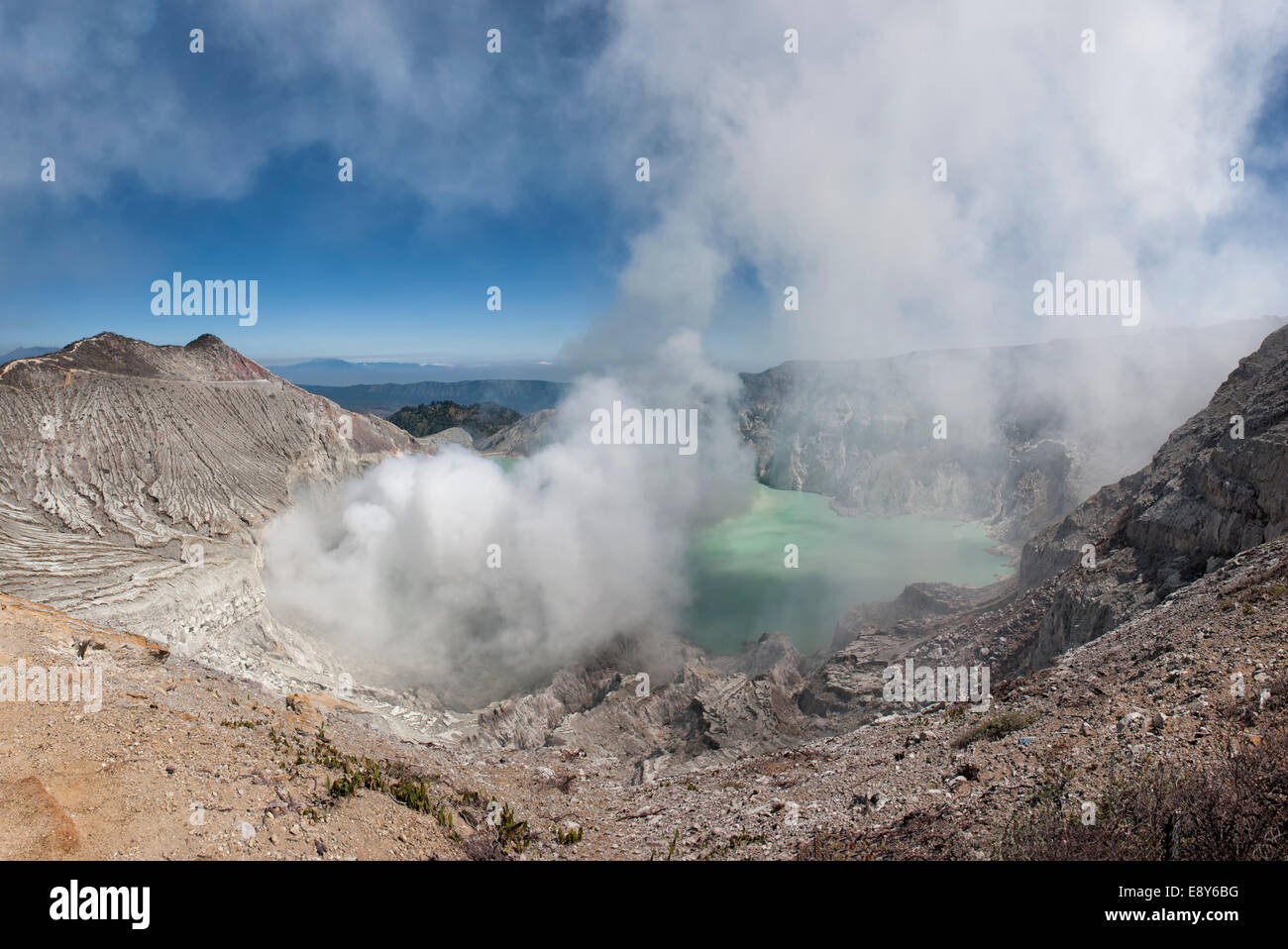 Kawah Ijen volcano (Ijen crater and lake), Banyuwangi, East Java, Indonesia, Asia Stock Photo