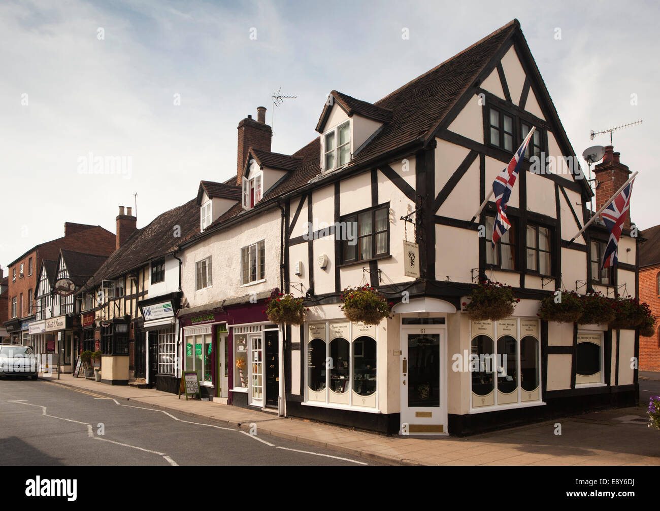 UK, England, Warwickshire, Warwick, Smith Street, shops in historic timber framed houses Stock