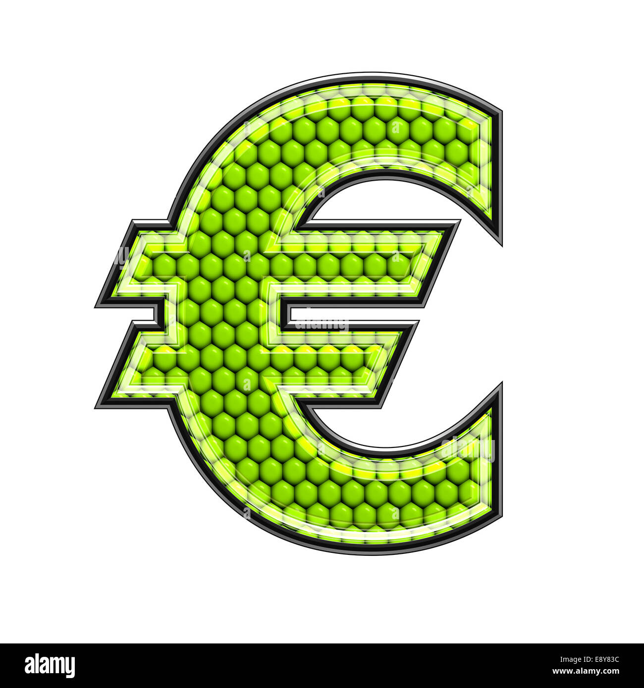 Abstract 3d currency sign with reptile skin texture - euros currency s Stock Photo