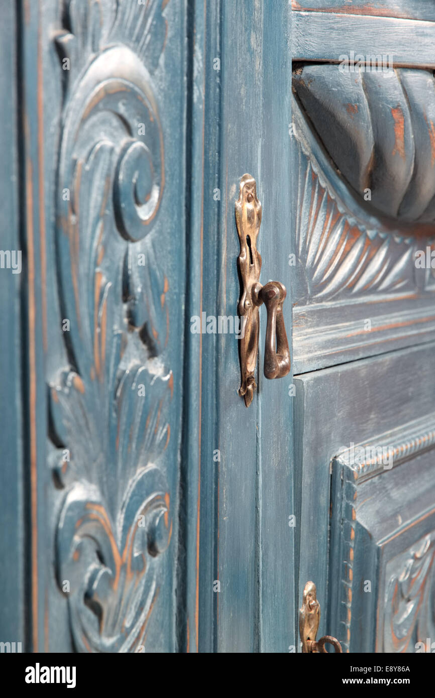 shabby chic art nouveau sideboard blue Stock Photo Alamy