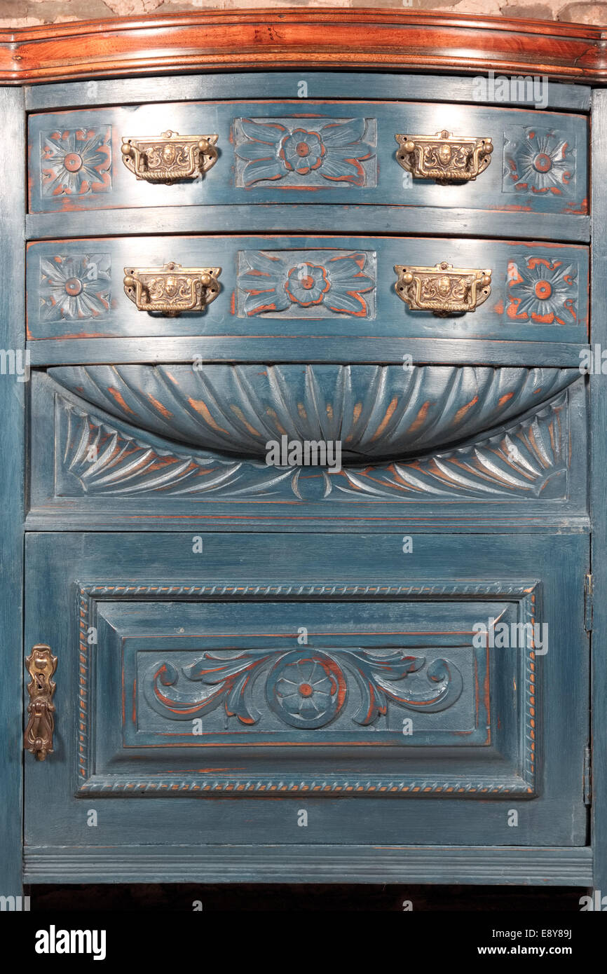 shabby chic art nouveau sideboard blue Stock Photo Alamy