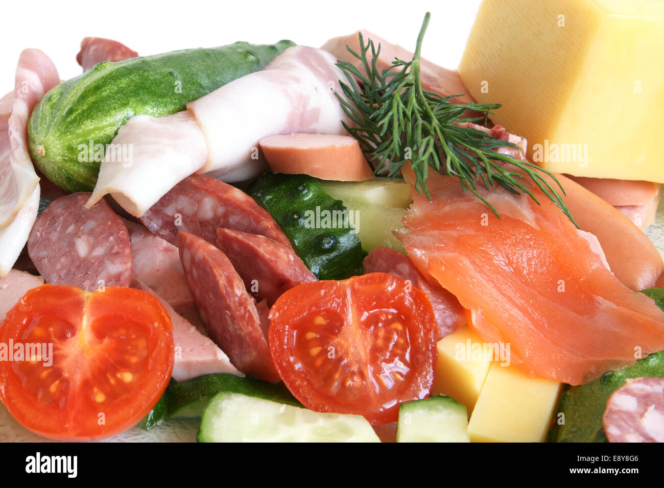 Cold cuts, fish, vegetables and cheese Stock Photo Alamy
