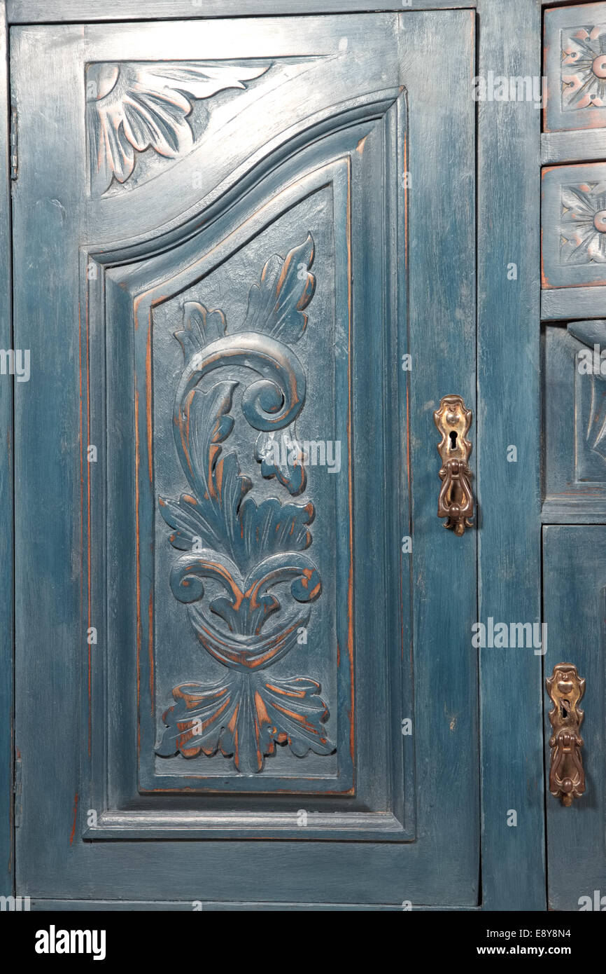 shabby chic art nouveau sideboard blue Stock Photo Alamy