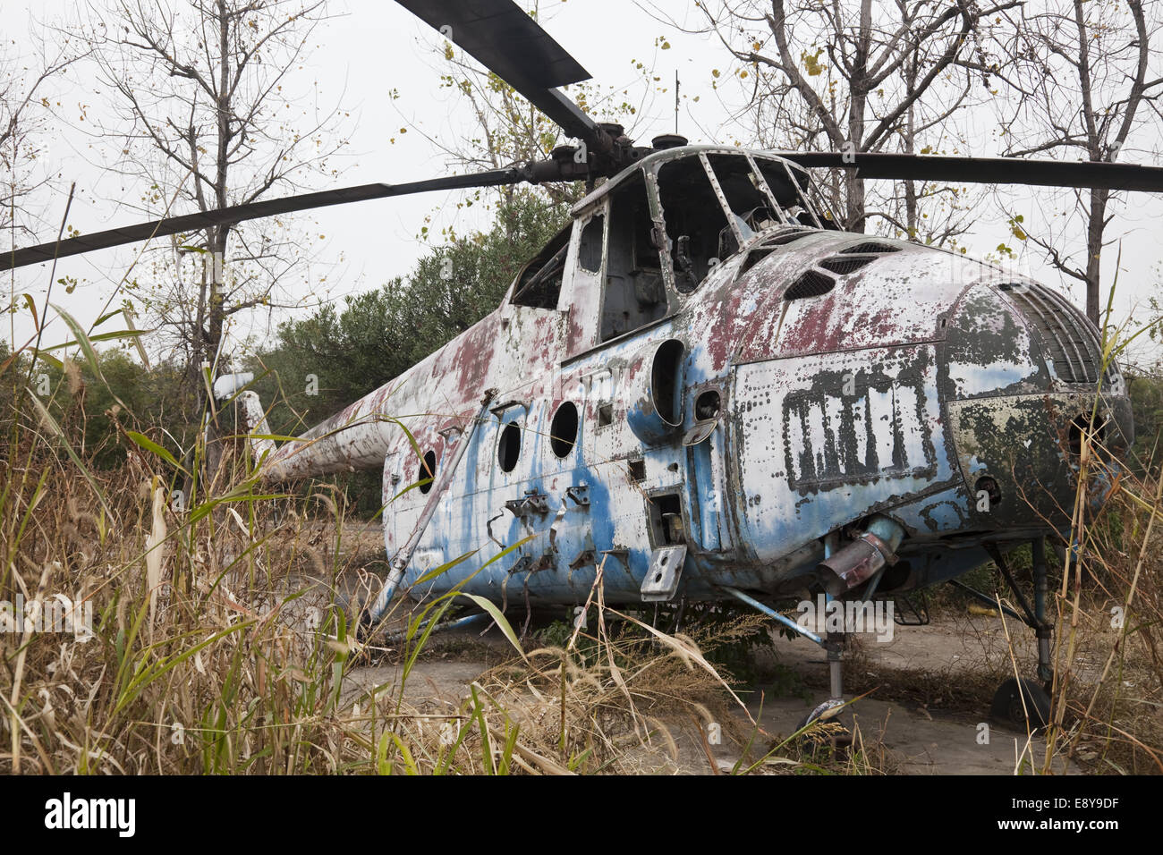 Old Soviet military chopper Stock Photo