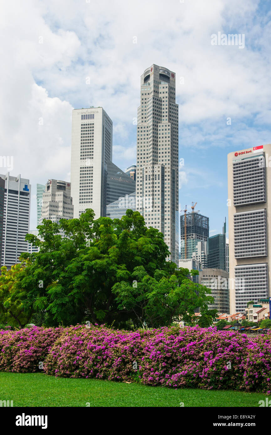 Skyscrapers along the Singapore river, Singapore, Asia Stock Photo
