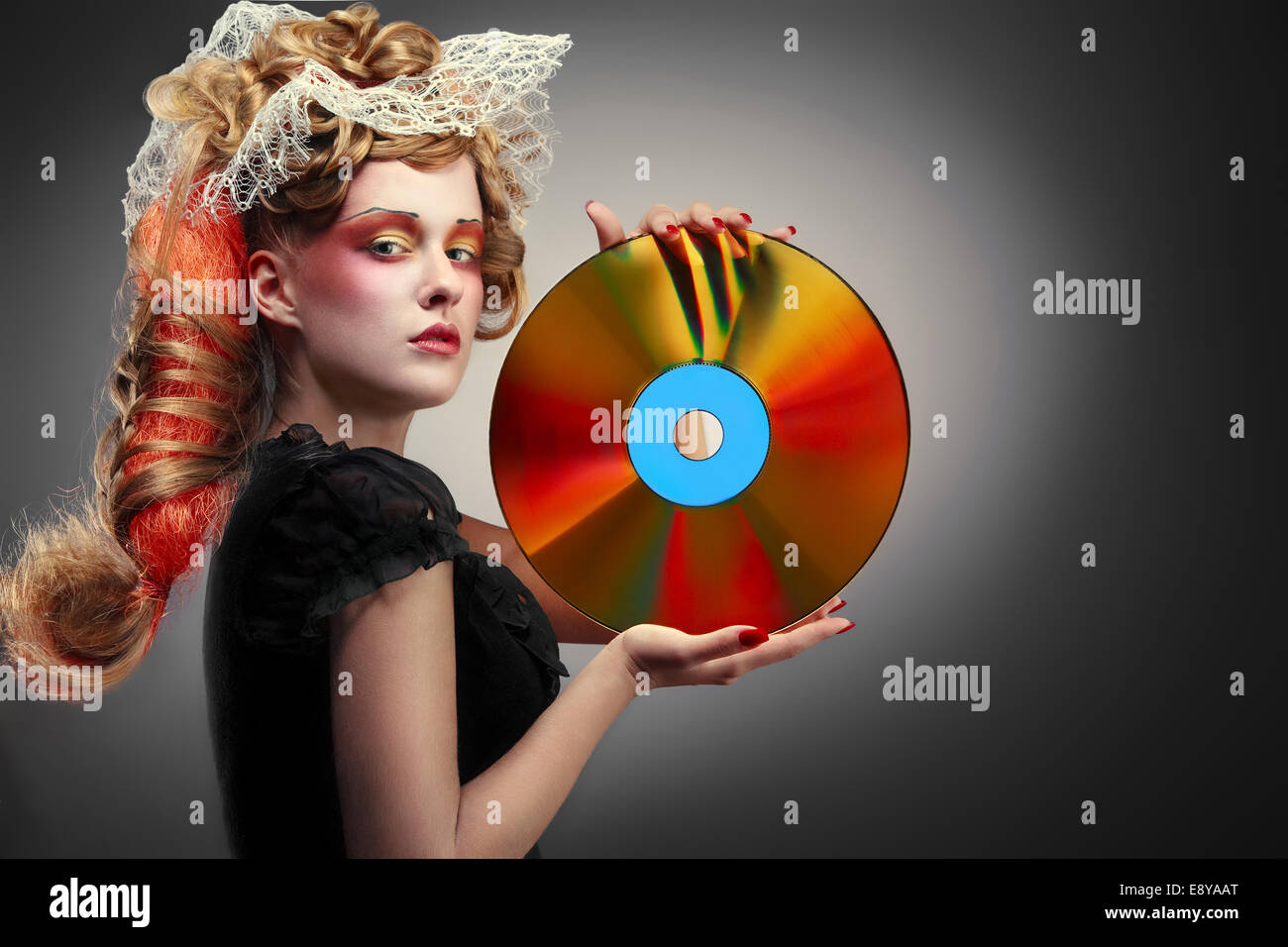 Laserdisco shining girl Stock Photo