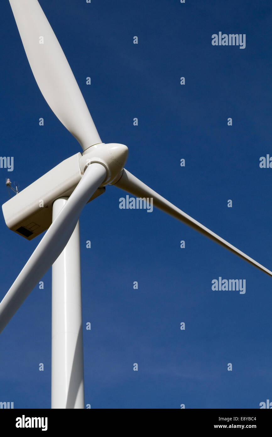 Wind turbine on clear blue sky Stock Photo Alamy