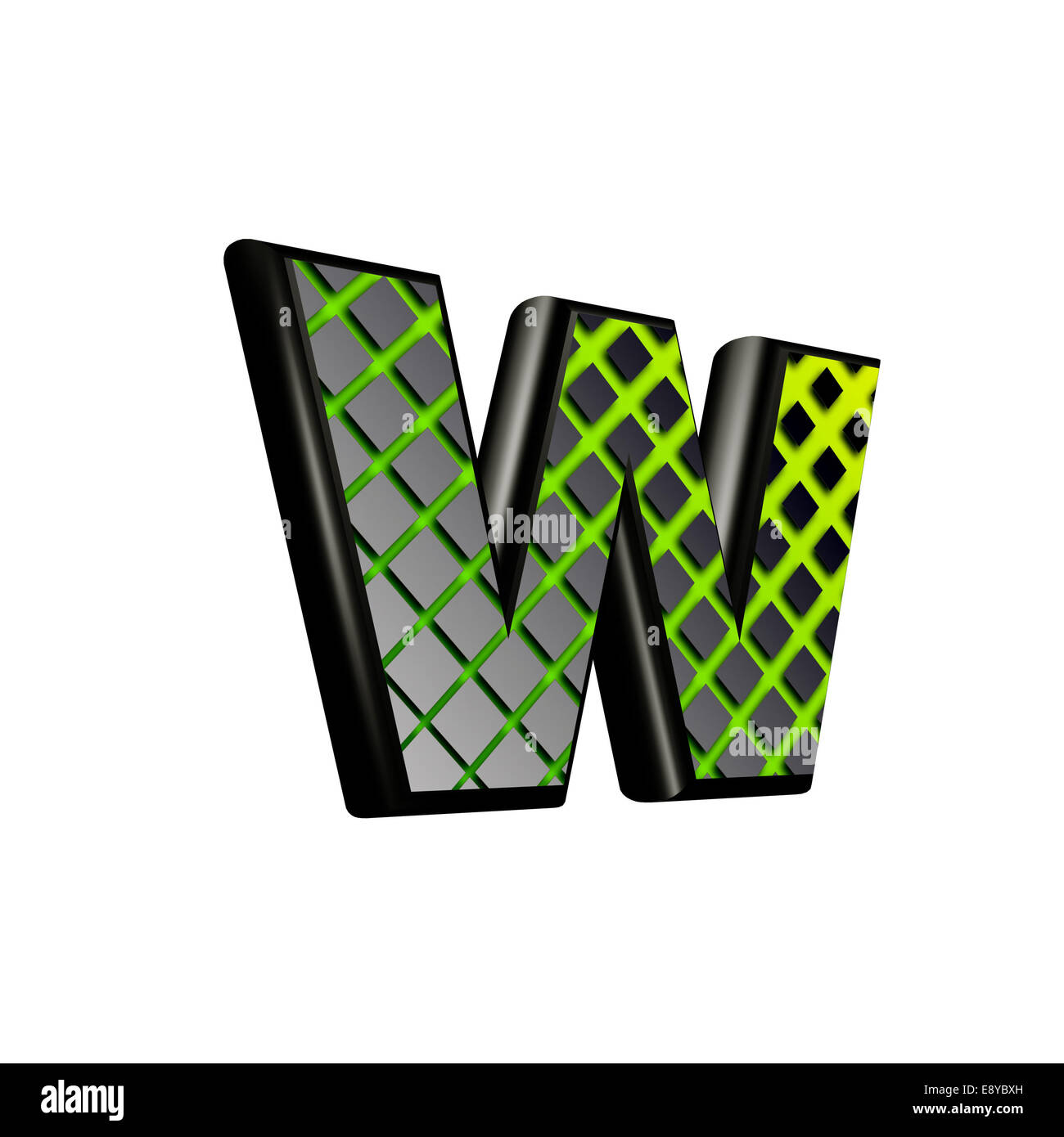 3d letter with green futuristic texture - W Stock Photo - Alamy