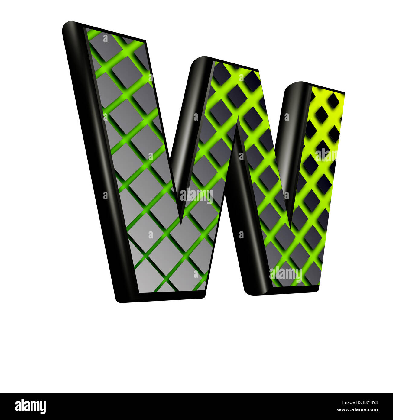 3d letter with green futuristic texture - W Stock Photo - Alamy