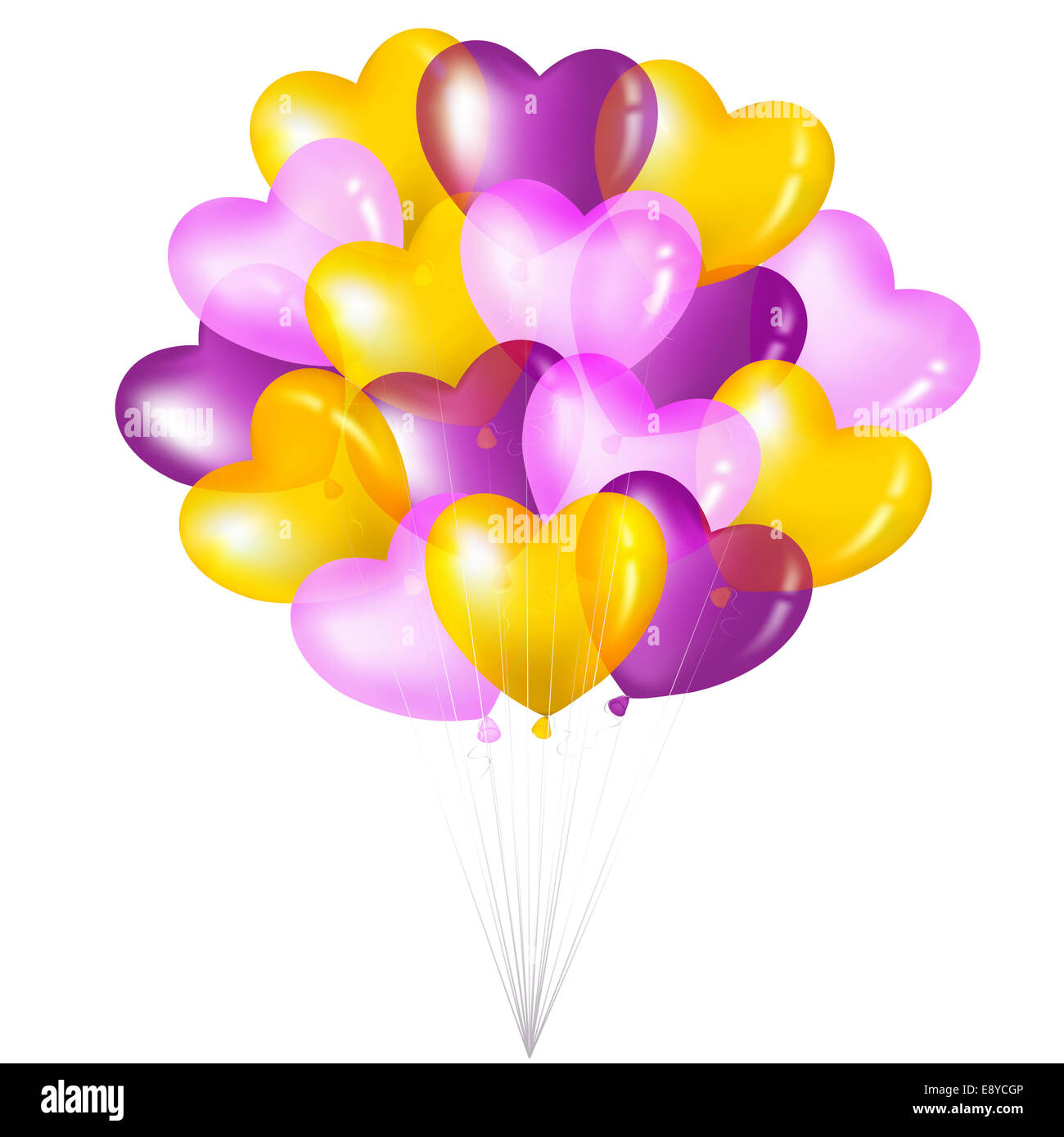 Bunch Of Colorful Heart Shape Balloons Stock Photo - Alamy
