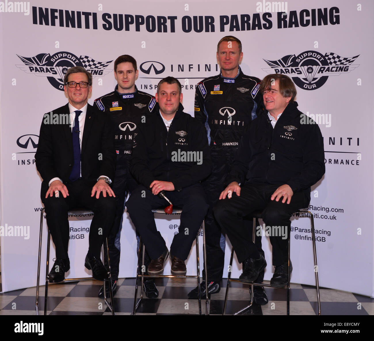 London,UK. 16th October, 2014. Steve Oliver,Darren Fuller, Derek Palmer,  Driver Derek Palmer and Richard Hawken attends the Infiniti Support the Paras Racing team launch at St. Lawrence Jewry at Guildhall Yard, London. Credit:  See Li/Alamy Live News Stock Photo