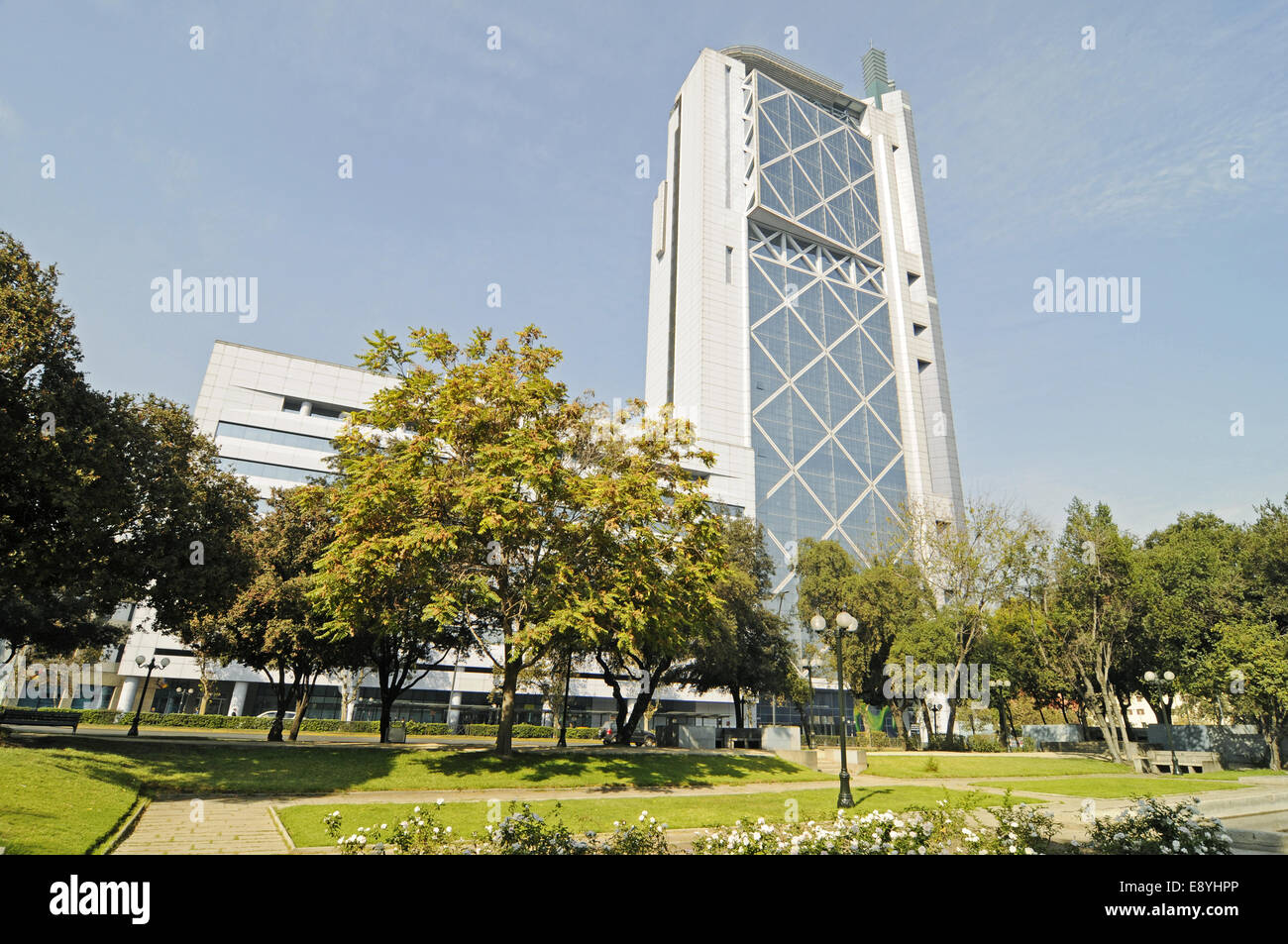 Movistar-building in the form of a mobile phone Stock Photo