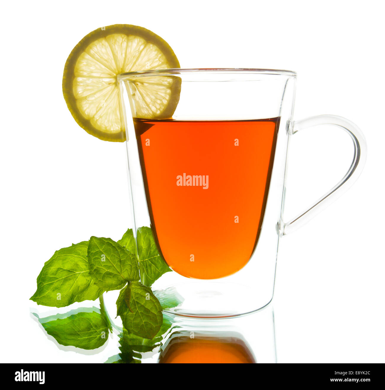 cup of tea with mint and lemon Stock Photo