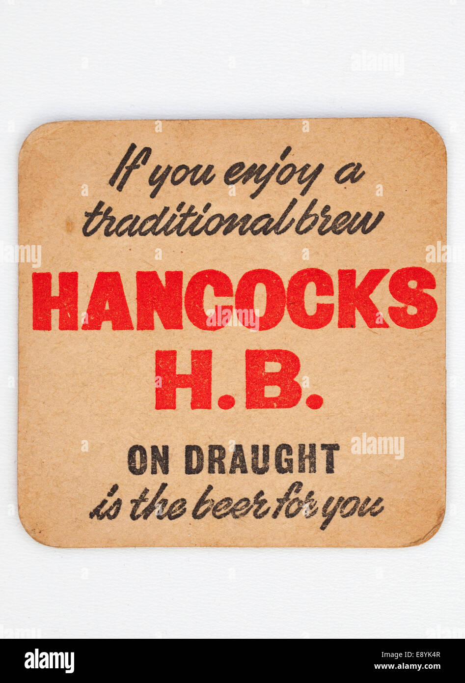 Vintage Old British Beermat advertising Hancocks HB Beers Stock Photo