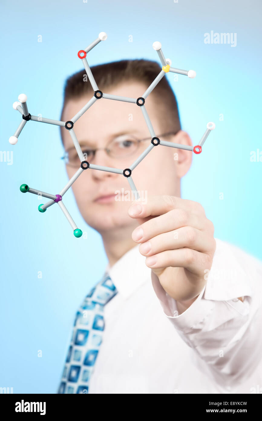 close up portrait of young chemist Stock Photo
