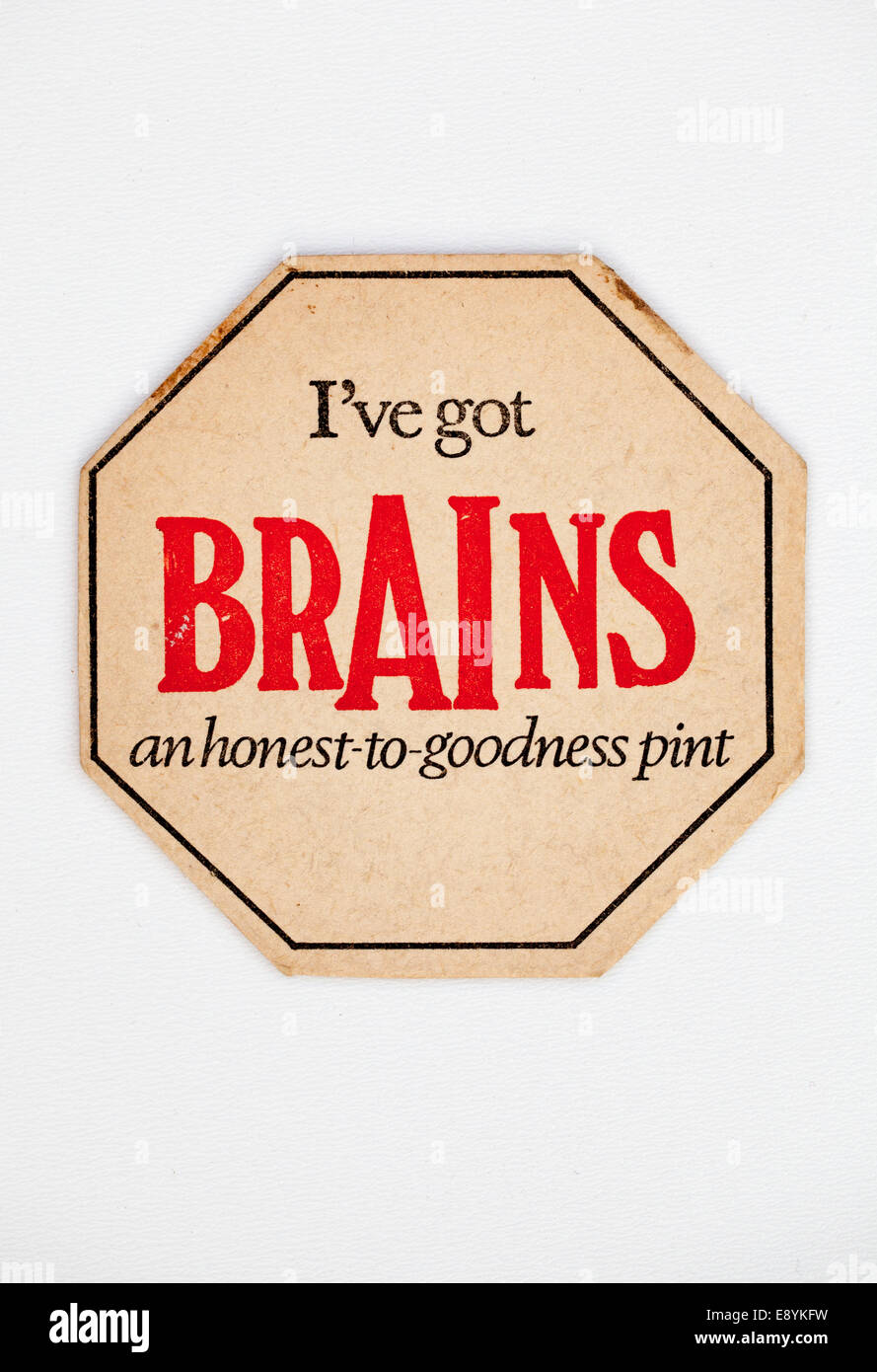 Vintage Old British Welsh Beer Mat advertising Brains Beers Stock Photo