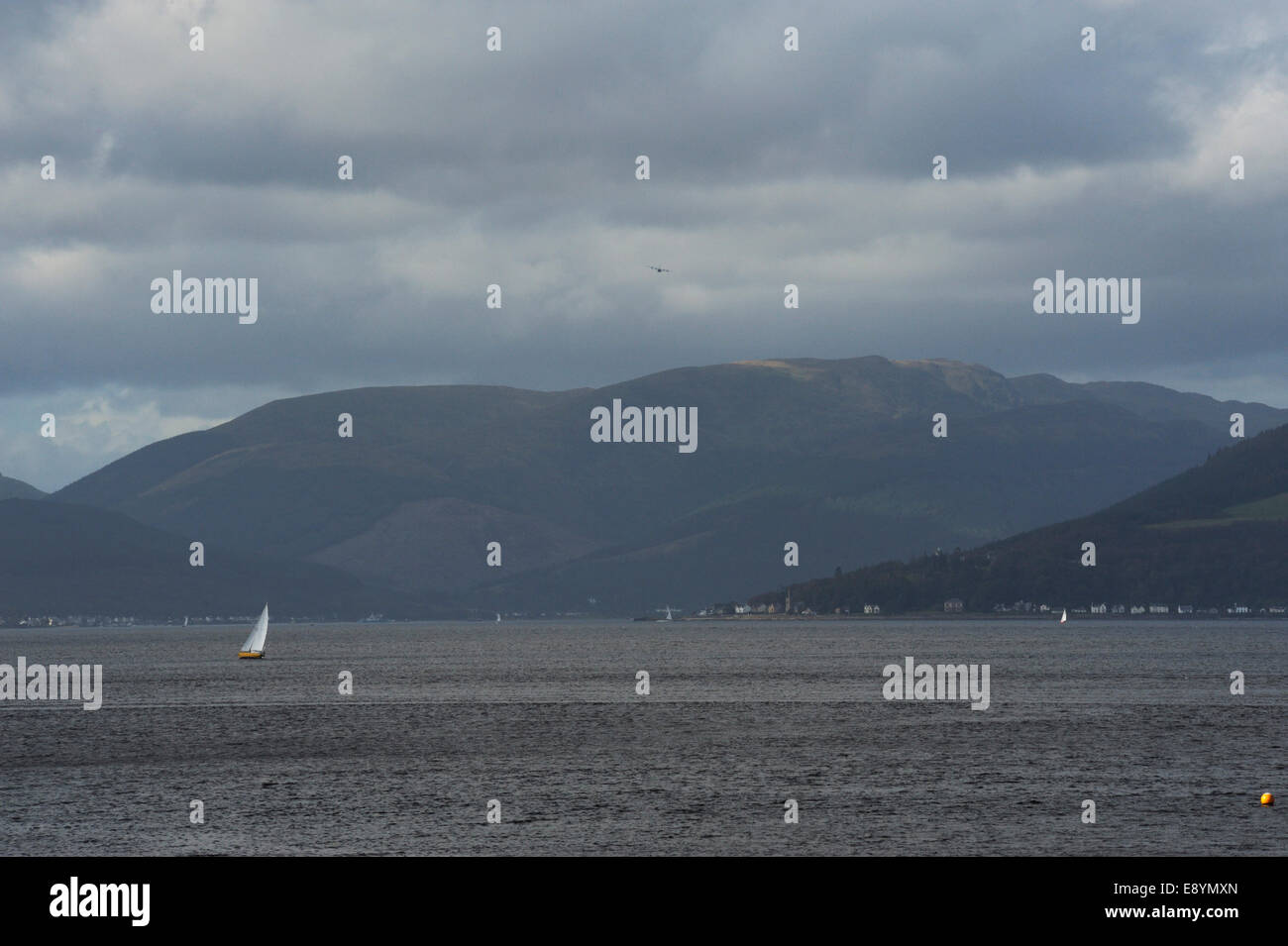 River Clyde near Greenock and Maritime and Coastguard premises Stock