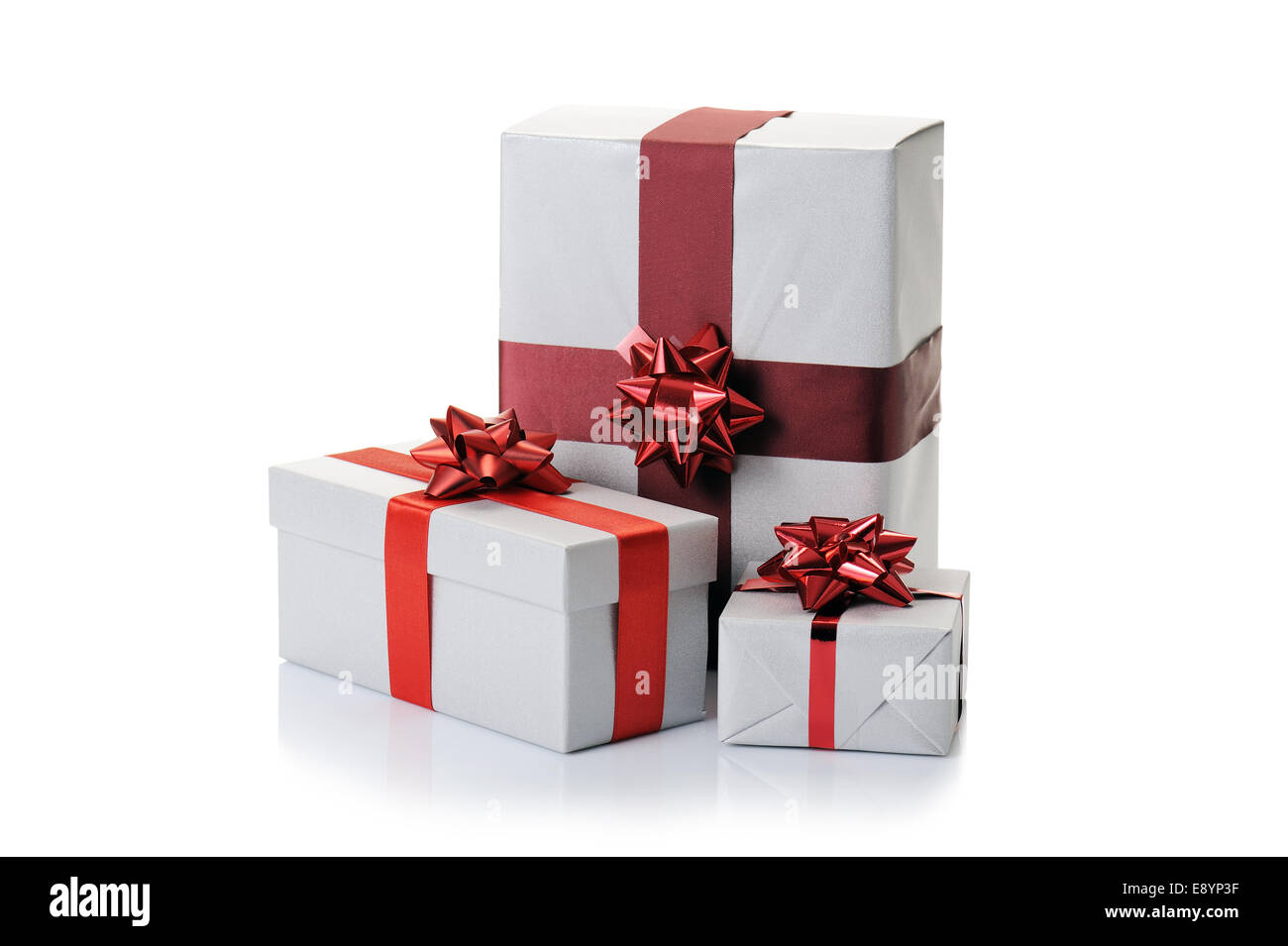 gift box with bow and red ribbon on white background Stock Photo - Alamy
