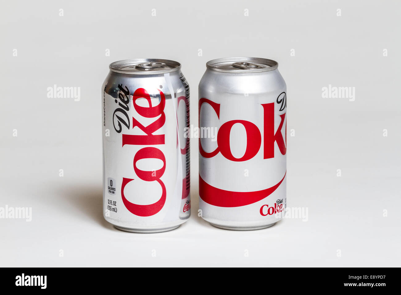 Two different Diet Coke Cans Stock Photo