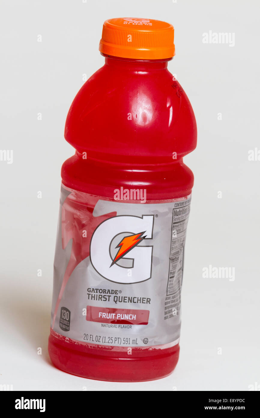 A bottle of Gatorade sports drink Electrolyte replenisher Stock Photo