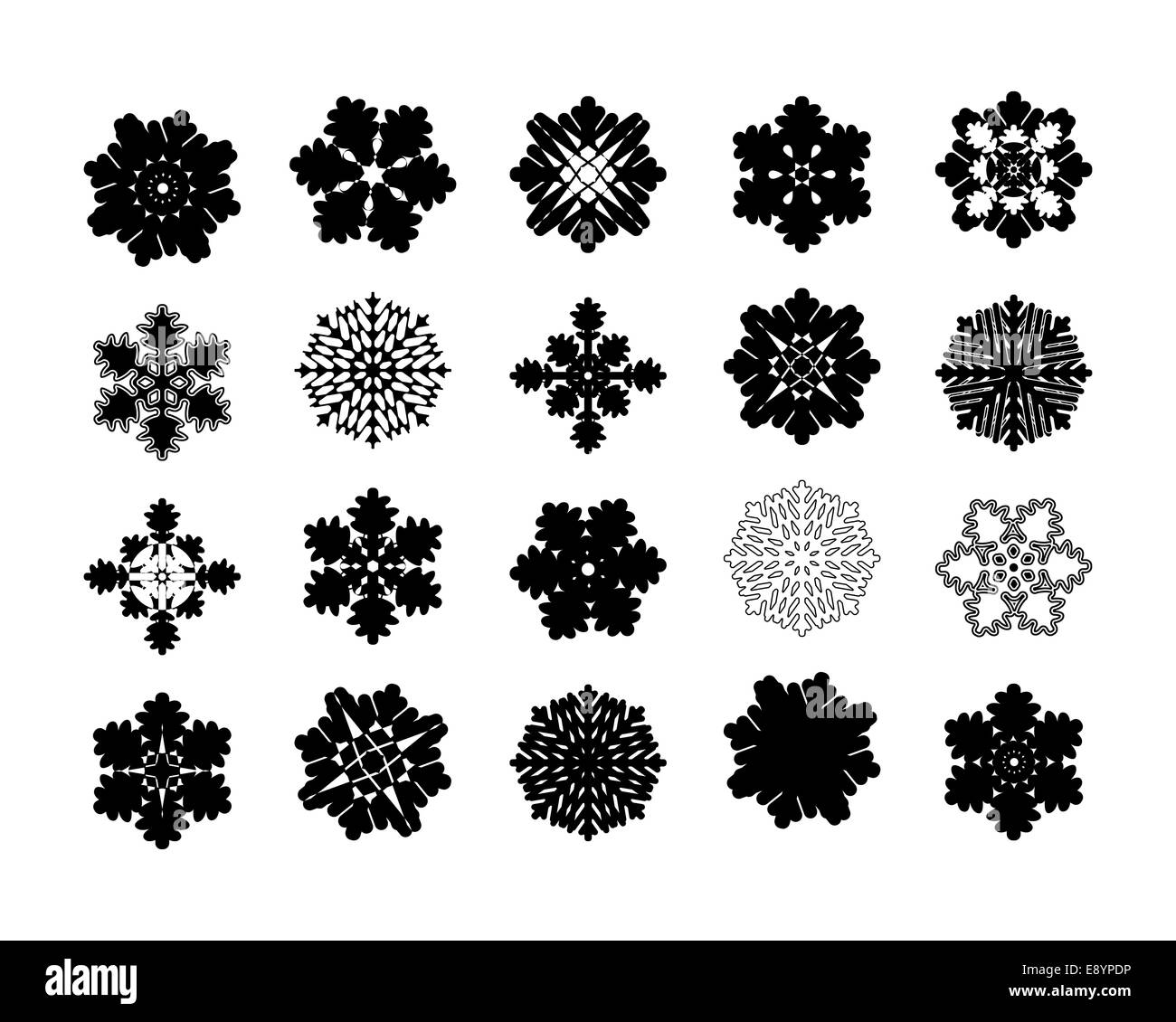 Set of 20 intricate geometric modern pattern snowflakes isolated on ...