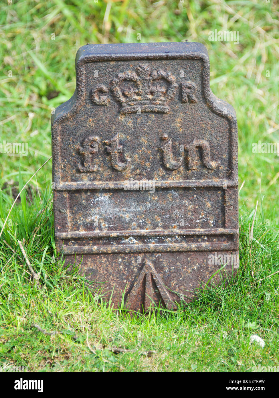 An Ordnance Survey "G R" Bench Mark Height Marker on Reigate Hill