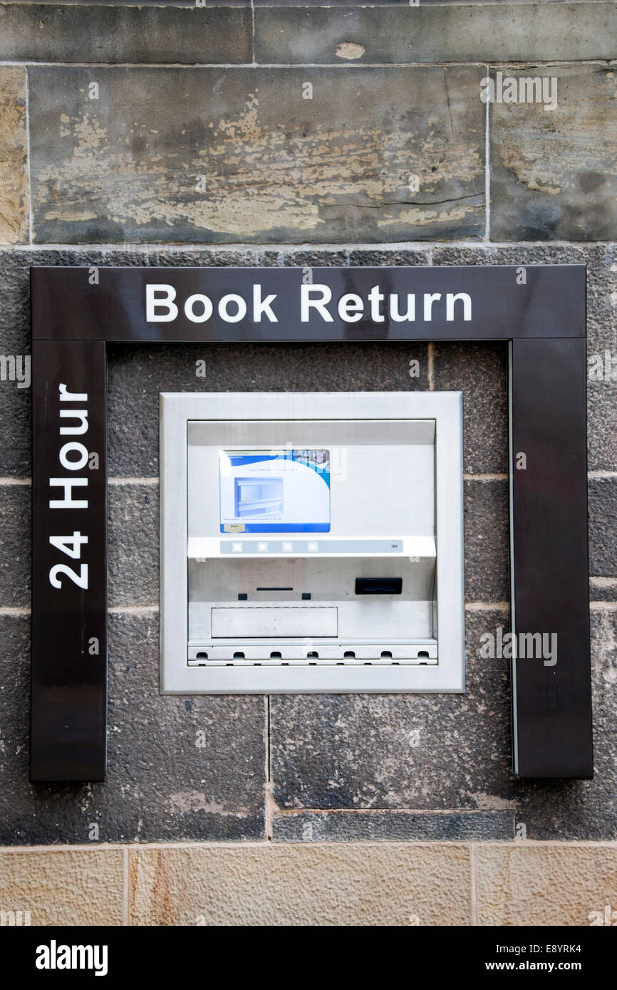 24 hour book return machine at Liverpool Central Library, Merseyside